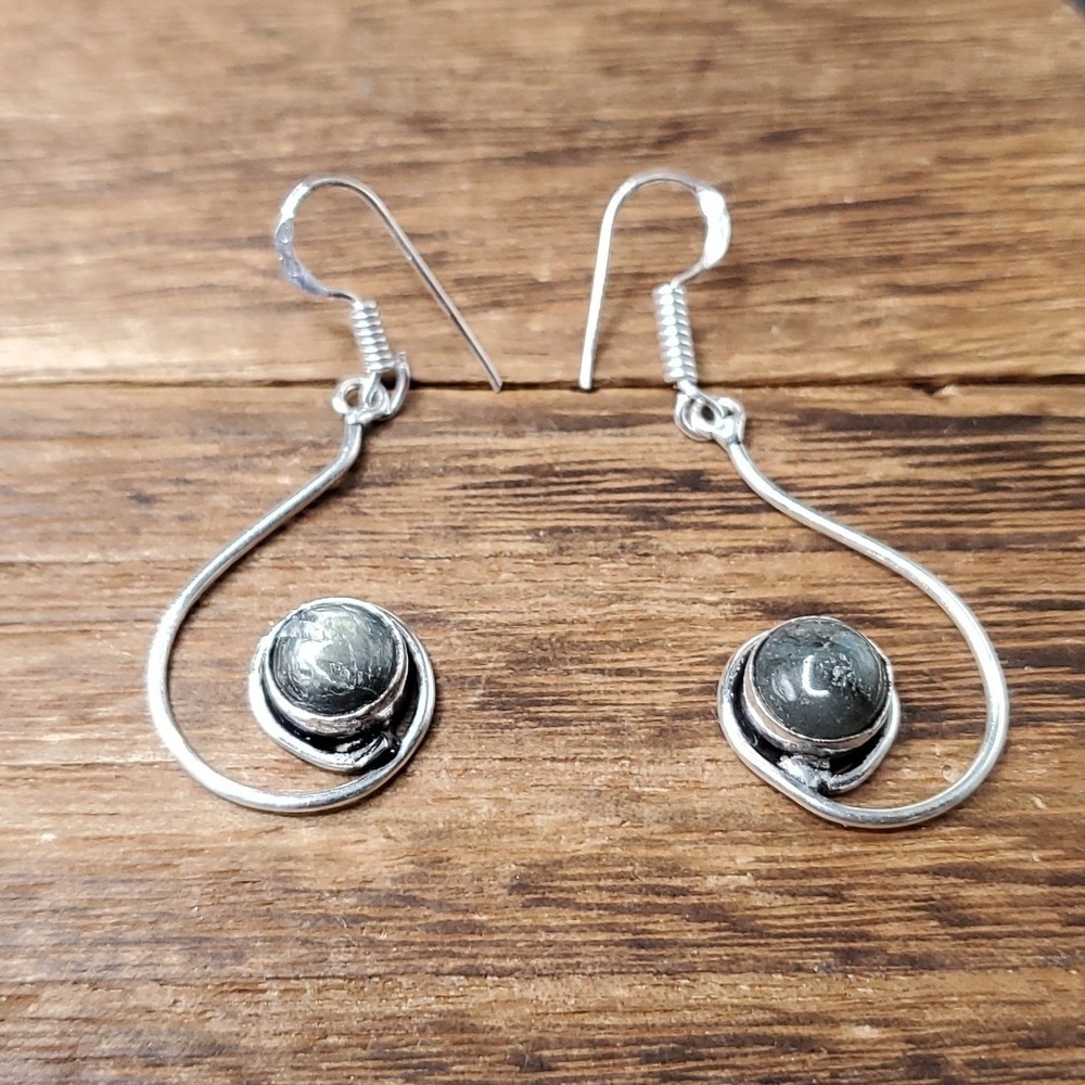 E710 earth stone sterling silver earrings swirl 925